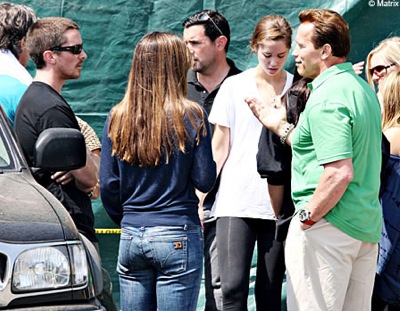 Arnold Schwarzenegger with Christian Bale