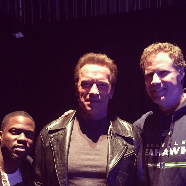 Arnold Backstage Jimmy Falon Tonight Show Superbowl