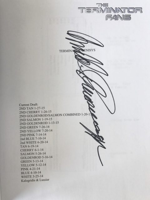 Terminator Genisys Script Signed Schwarzenegger