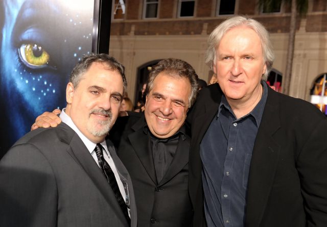 Jim Gianopulo with Terminator Reboot Producers James Cameron Jon Landau