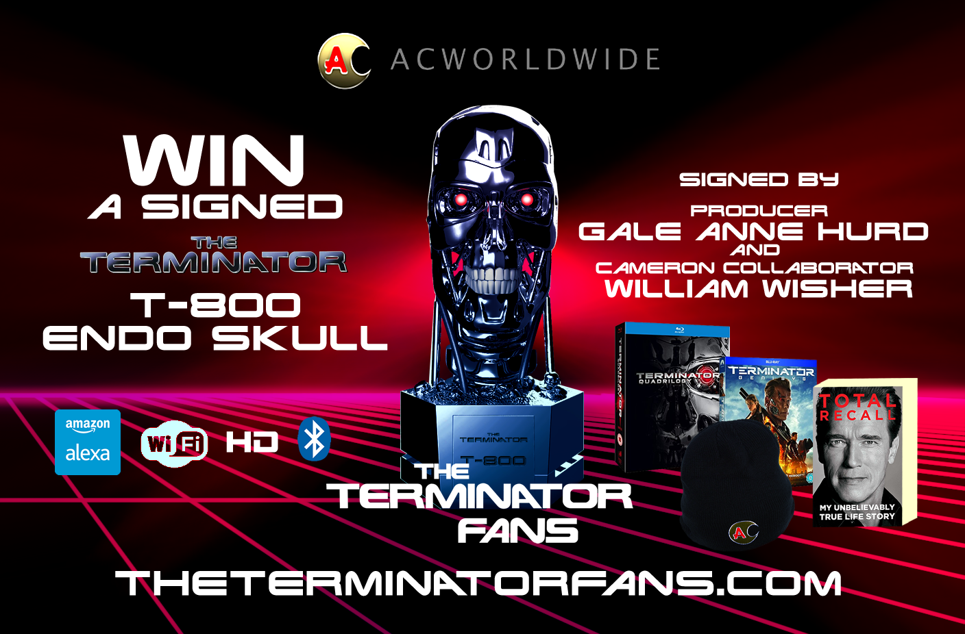 WIN ACW The Terminator T-800 Endoskeleton Skull Speaker SIGNED by Terminator LEGENDS