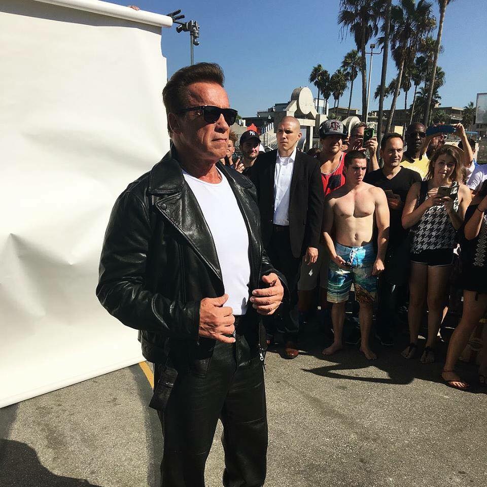 Schwarzenegger Hits Muscle Beach As The Terminator For Photoshoot