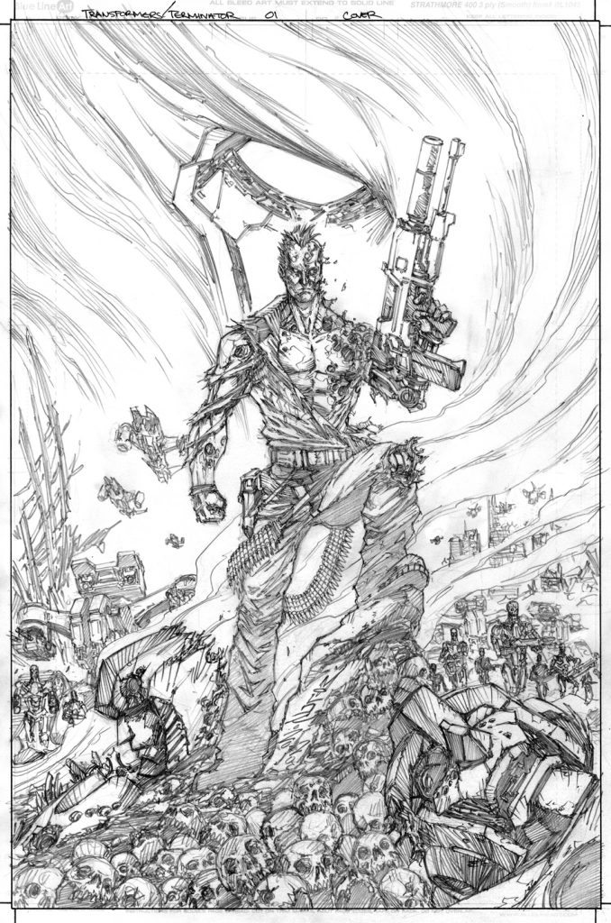 IDW Publishing Transformers Vs. The Terminator Comic Issue 1 Cover B Pencil by Alex Milne