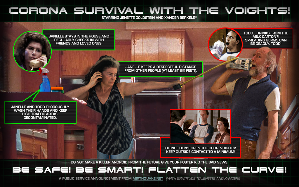 Terminator 2 (T2) Todd and Janelle Corona Virus Social Distancing Infographic