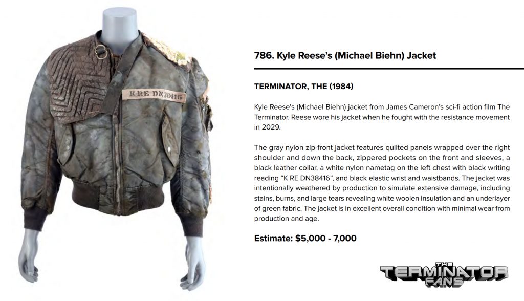 Kyle Reese The Terminator Jacket Prop Store Auction