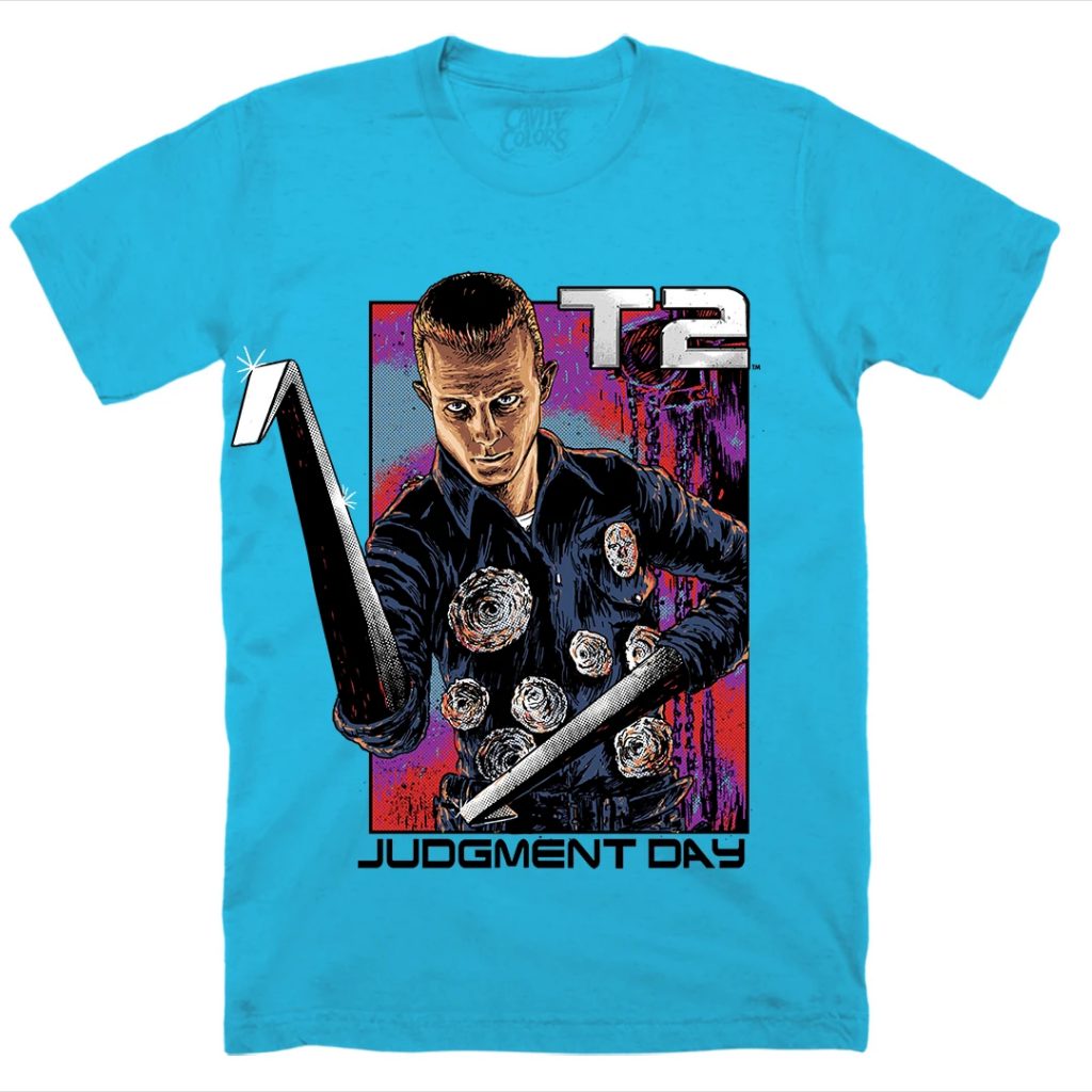 Cavitycolors Terminator 2: Judgment Day T-1000 - '90s PROMO - T-SHIRT (AQUA BLUE) Cavitycolors