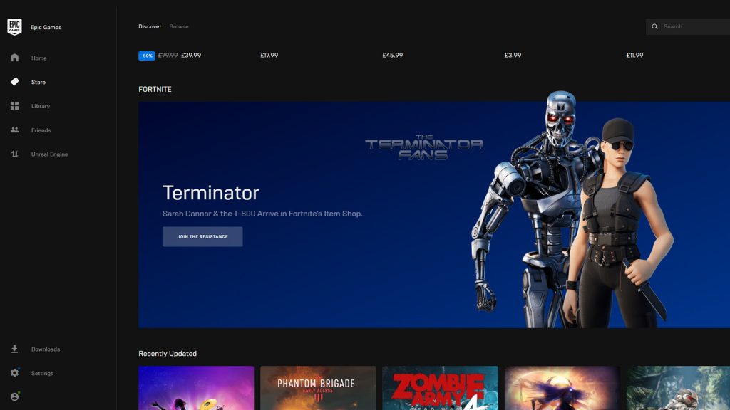 Terminator-Fortnite Epic Games Store
