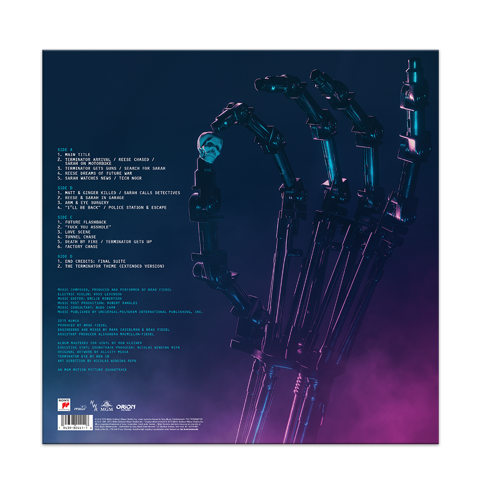 Brad Fiedel THE TERMINATOR (ORIGINAL MOTION PICTURE SOUNDTRACK) (2XLP) NWR and Milan Records Mondo