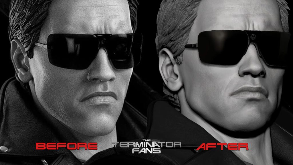 The Terminator Statue Oniri Creations Before After Improvements