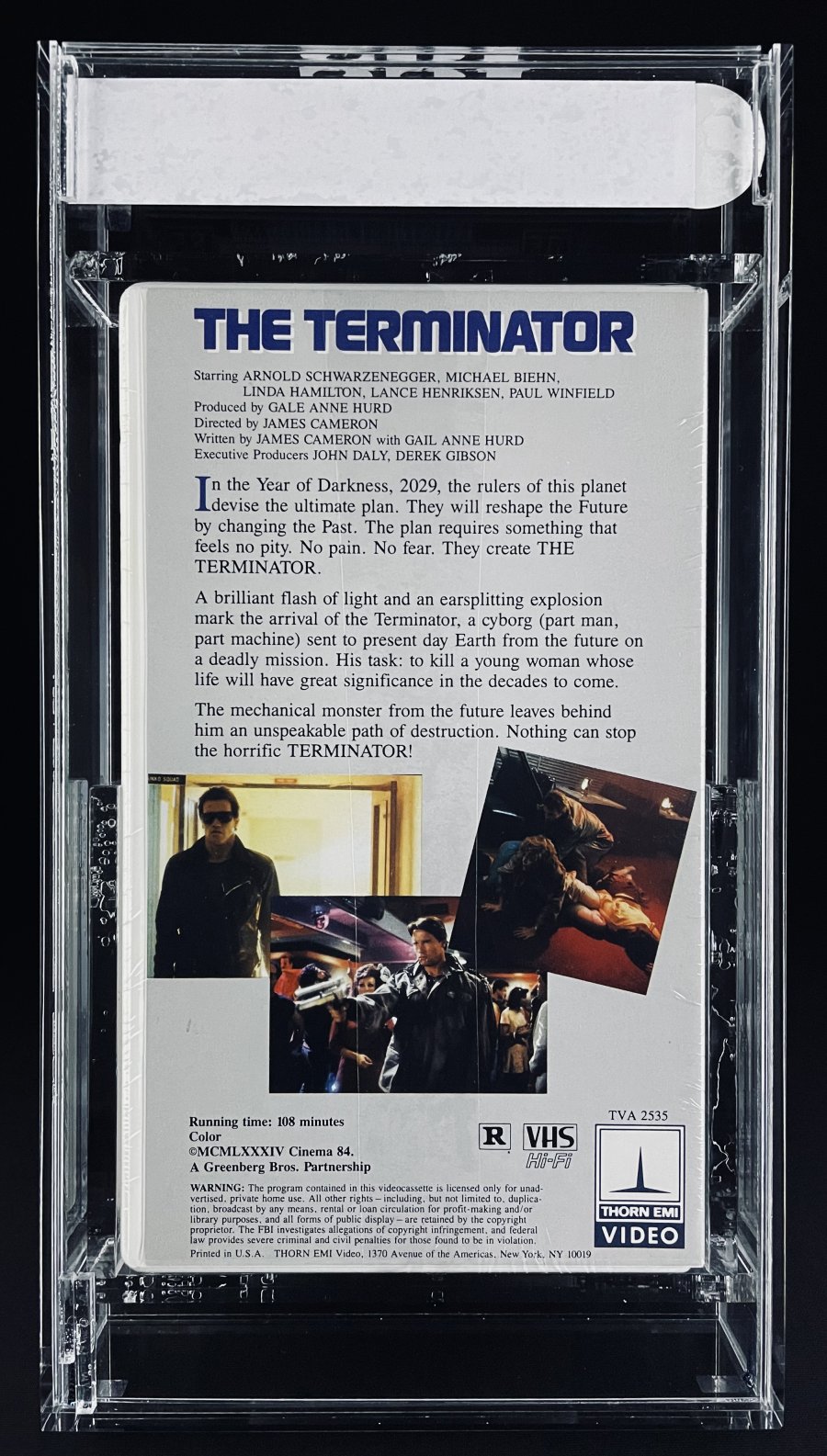 The Terminator VHS Back sold on Comic Connect