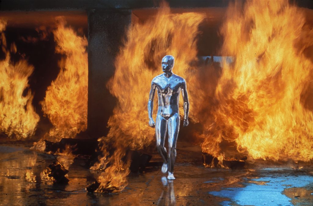 T-1000 walks through fire in Terminator 2: Judgment Day