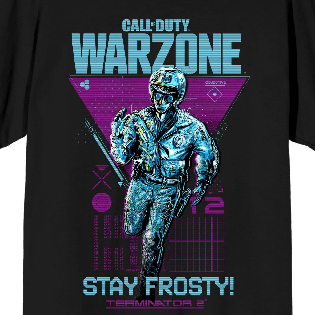 Call Of Duty Warzone X Terminator 2 Stay Frosty Men’s Black Graphic Tee