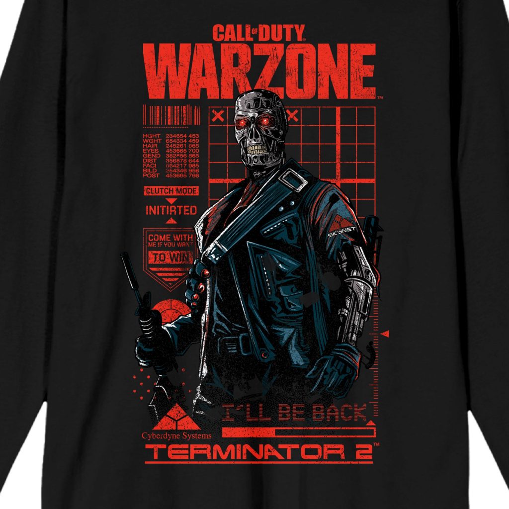 Call Of Duty Warzone X Terminator 2 "Come With Me If You Want to Win" Men's Black Long Sleeve Tee